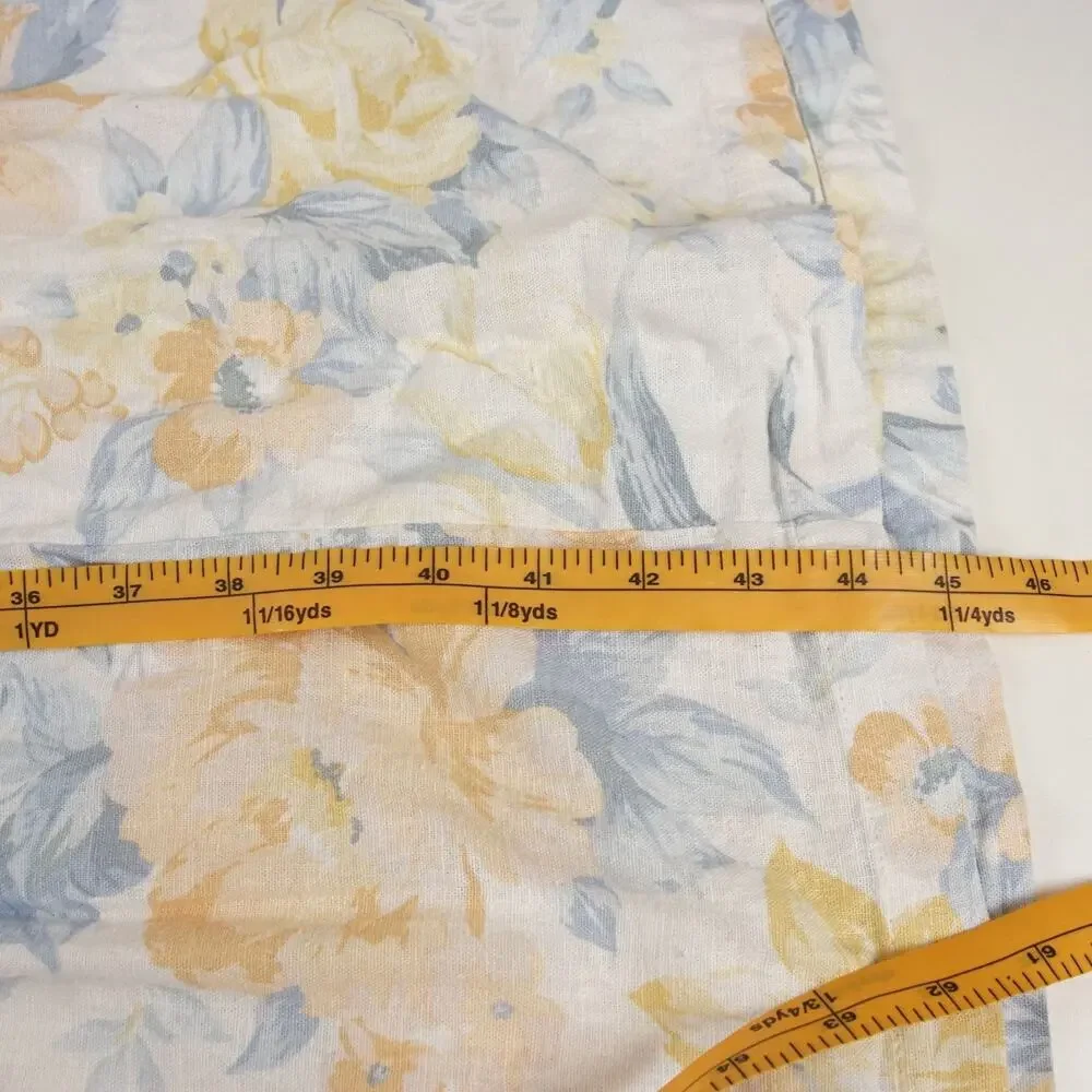 Abercrombie & Fitch Asymmetrical Yellow Blue Floral Linen Tiered Maxi Dress L